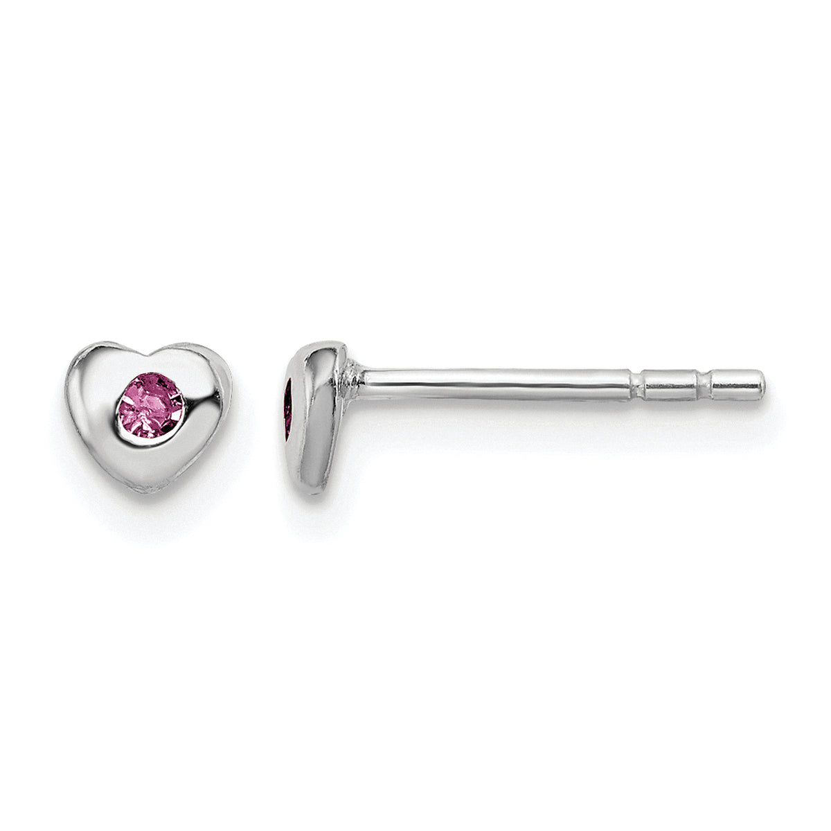 Children’s Birth-Month Crystal Heart Earrings June front and side view