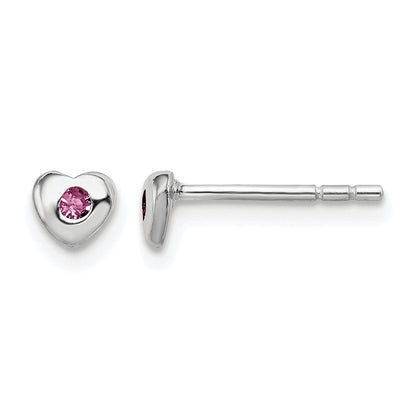 Children’s Birth-Month Crystal Heart Earrings June front and side view