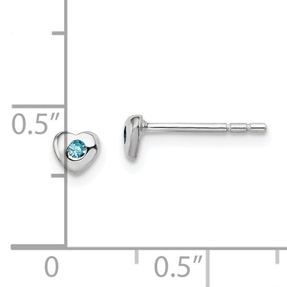 Children’s Birth-Month Crystal Heart Earrings March measurement guide