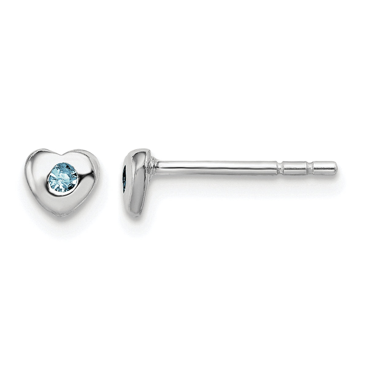 Children’s Birth-Month Crystal Heart Earrings March front and side view