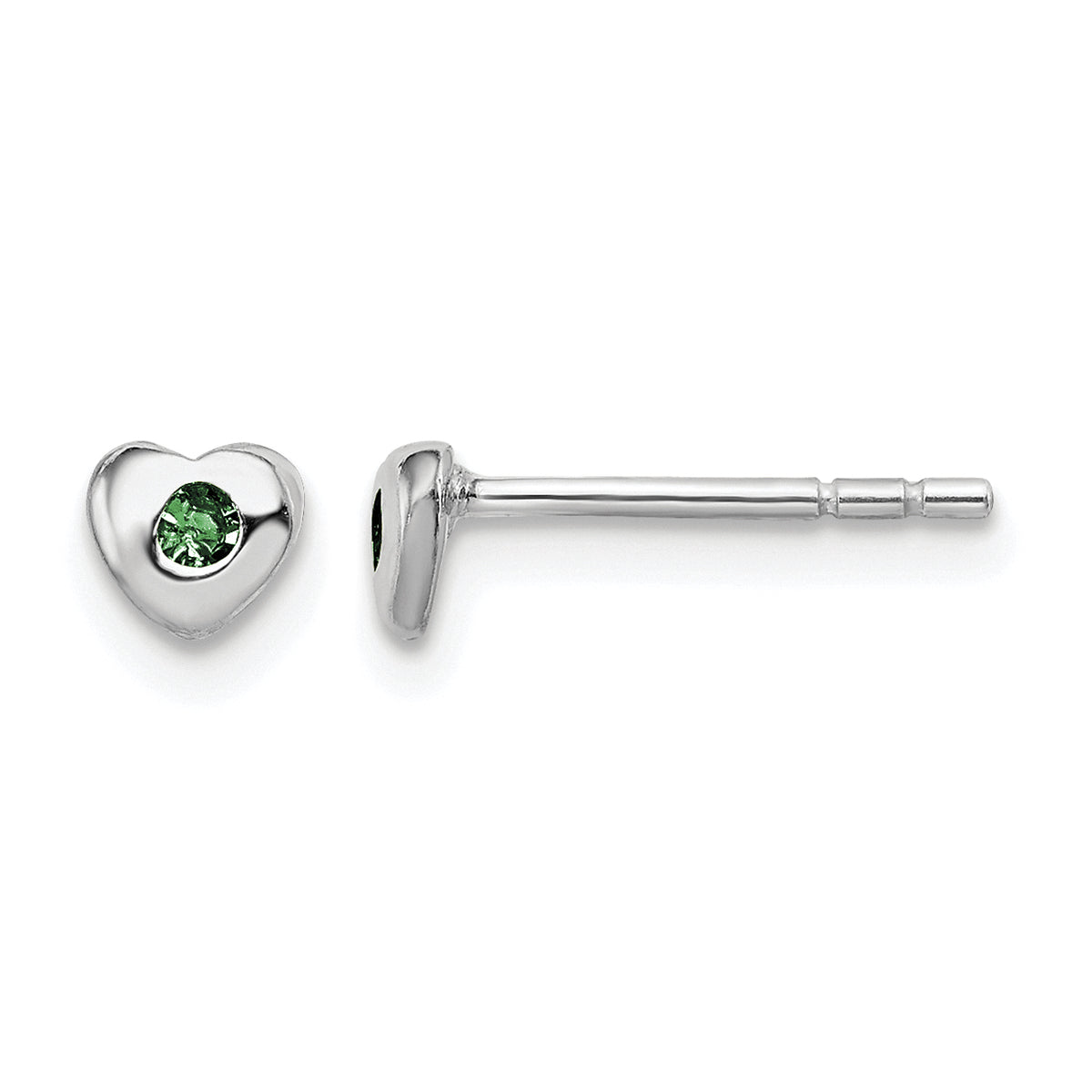 Children’s Birth-Month Crystal Heart Earrings May front and side view