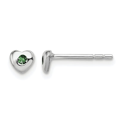 Children’s Birth-Month Crystal Heart Earrings May front and side view