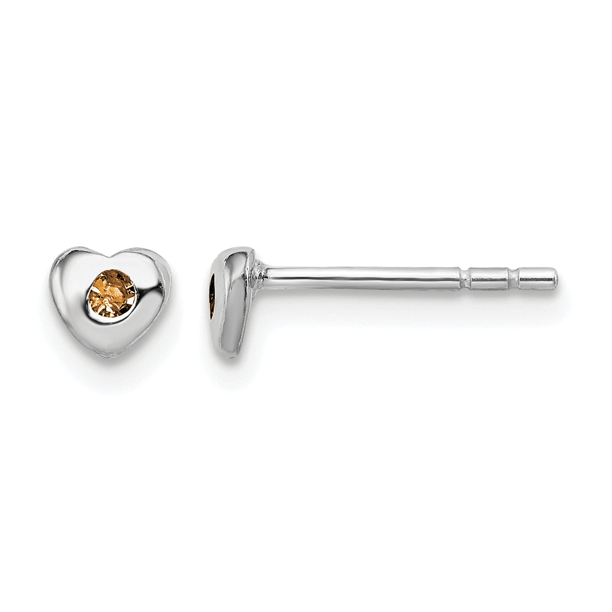 Children’s Birth-Month Crystal Heart Earrings November front and side view