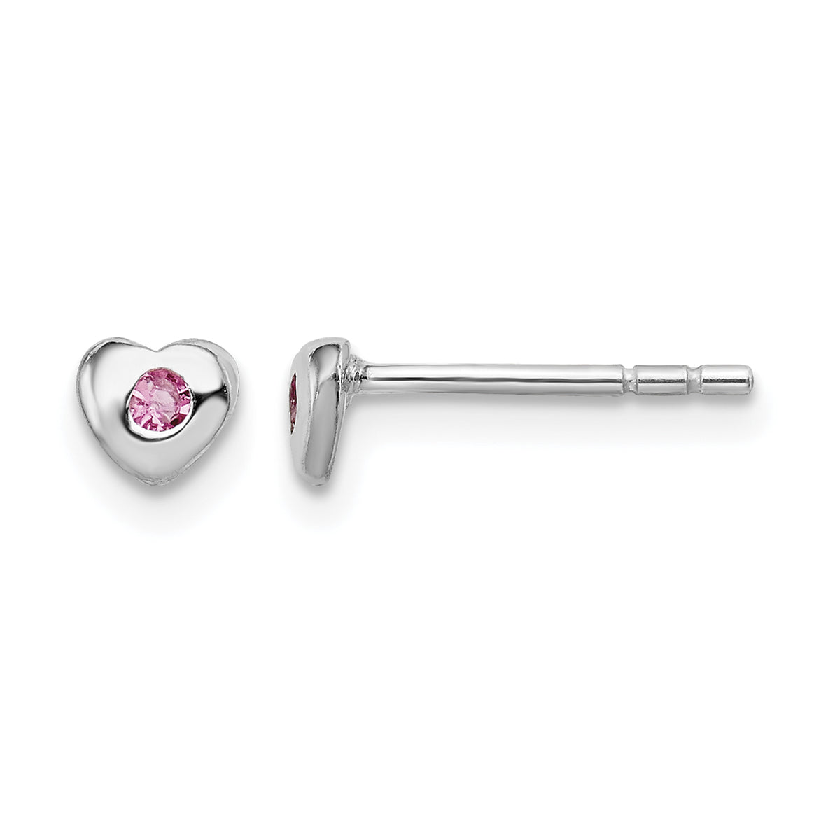 Children’s Birth-Month Crystal Heart Earrings October front and side view