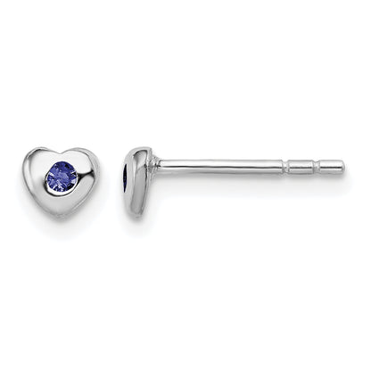 Children’s Birth-Month Crystal Heart Earrings September front and side view
