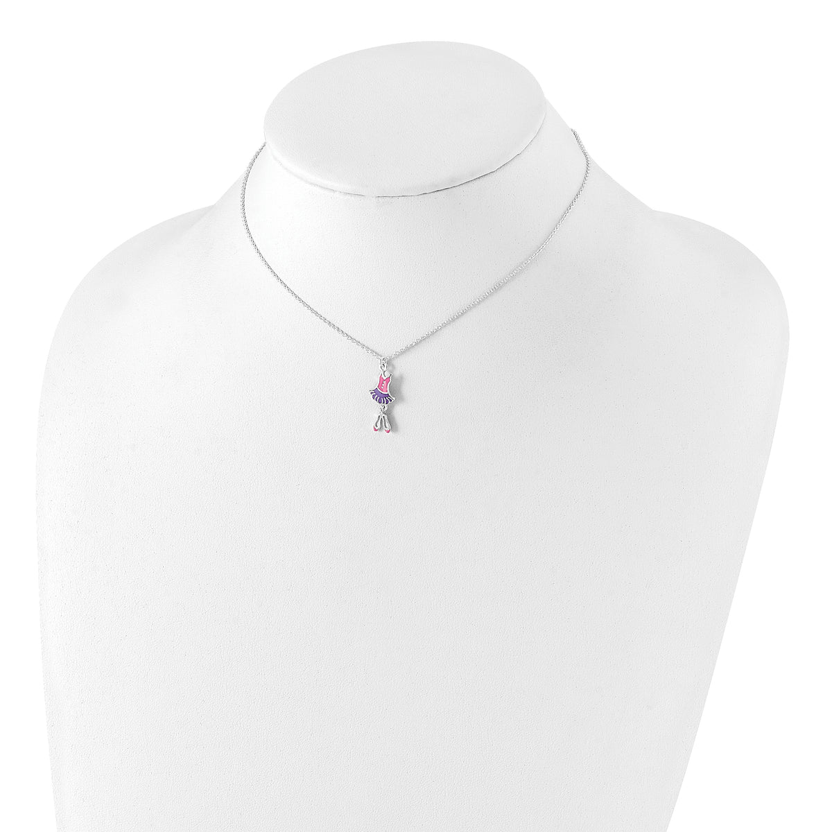 Children’s ballerina necklace shown on display