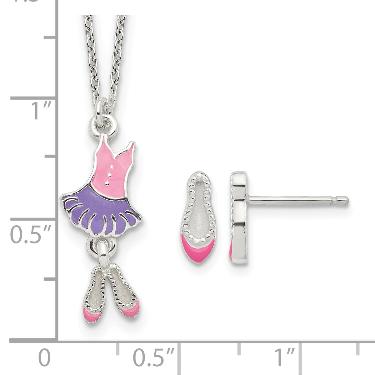 Children’s ballerina necklace and earring set measurement guide