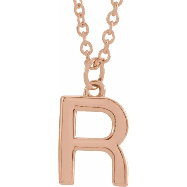 Uppercase letter R pendant in 18K rose gold-plated sterling silver