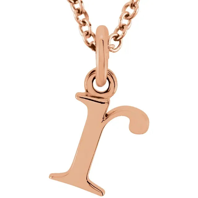 Lowercase letter r pendant in 18K rose gold-plated sterling silver