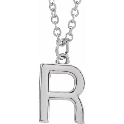 Uppercase letter R pendant in sterling silver