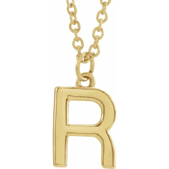 Uppercase letter R pendant in 18K yellow gold-plated sterling silver