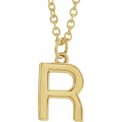 Uppercase letter R pendant in 18K yellow gold-plated sterling silver