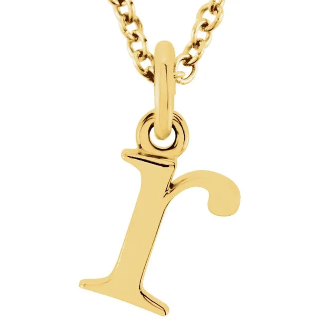 Lowercase letter r pendant in 18K yellow gold-plated sterling silver