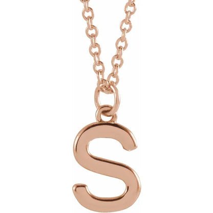 Uppercase letter S pendant in 18K rose gold-plated sterling silver