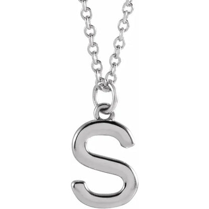 Uppercase letter S pendant in sterling silver