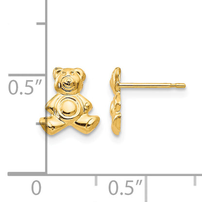 Children’s 14K yellow gold teddy bear earrings measurement guide