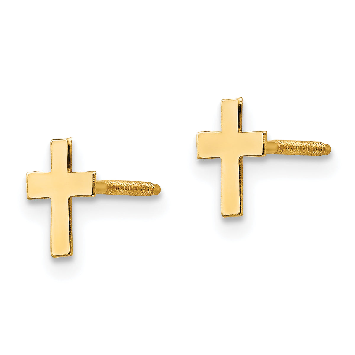 Pair of children’s 14K yellow gold tiny cross earrings