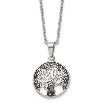 Stainless steel Tree of Life pendant necklace for men, pendant detail