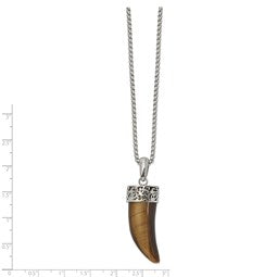 Tiger's eye horn pendant shown with measurement guide