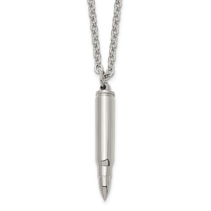 Stainless steel bullet capsule pendant necklace for men, pendant detail