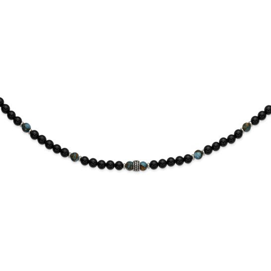 Stainless Steel Beaded Stone Necklace