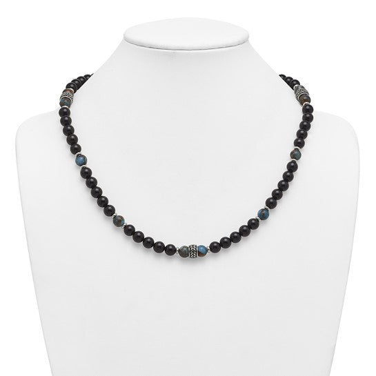 Stainless Steel Beaded Stone Necklace