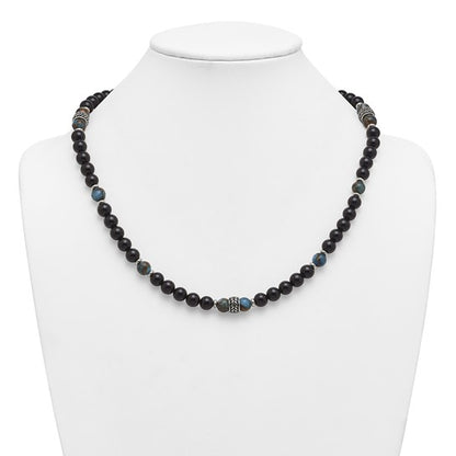 Stainless Steel Beaded Stone Necklace