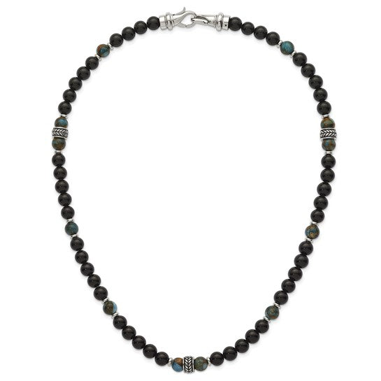 Stainless Steel Beaded Stone Necklace
