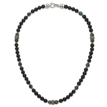 Stainless Steel Beaded Stone Necklace