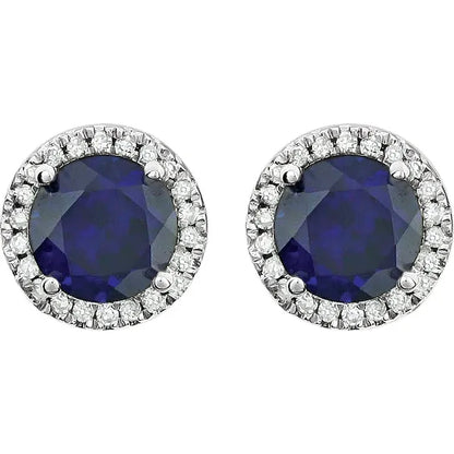 Lab-Grown Sapphire Halo Stud Earrings – September Birthstone