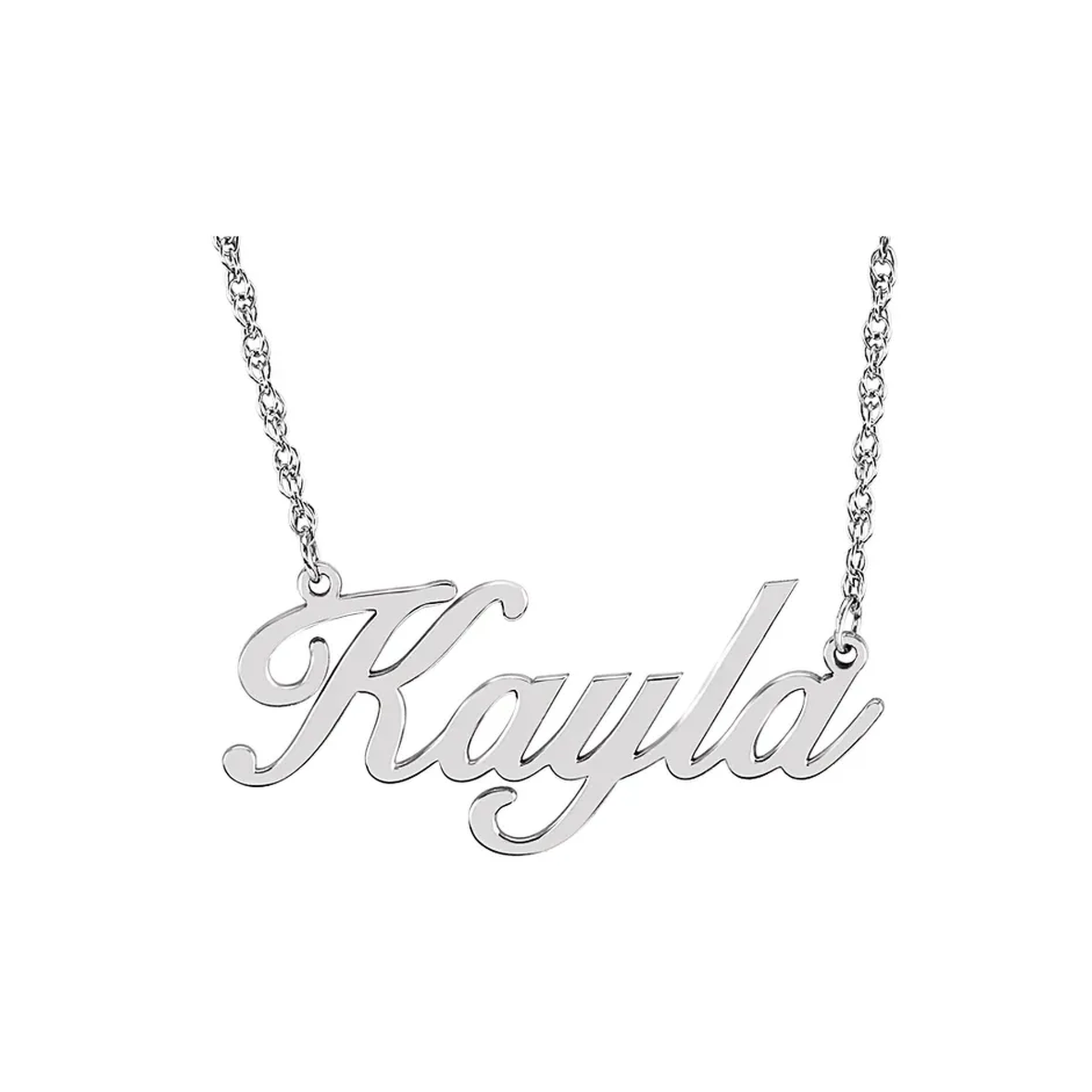 Personalized script name necklace in sterling silver