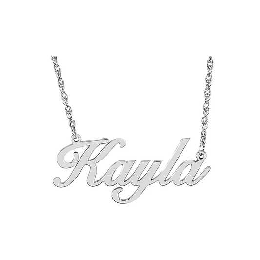 Personalized script name necklace in sterling silver