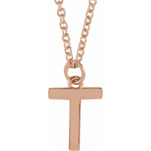 Uppercase letter T pendant in 18K rose gold-plated sterling silver