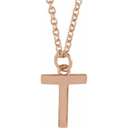 Uppercase letter T pendant in 18K rose gold-plated sterling silver