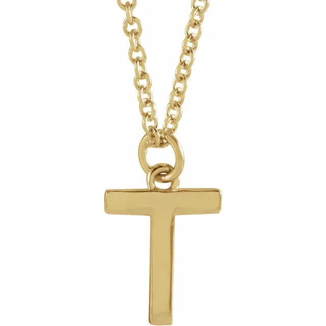 Uppercase letter T pendant in 18K yellow gold-plated sterling silver