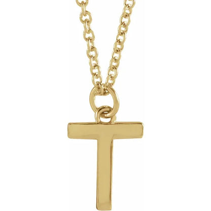Uppercase letter T pendant in 18K yellow gold-plated sterling silver
