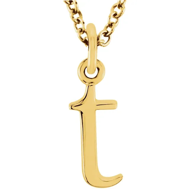 Lowercase letter t pendant in 18K yellow gold-plated sterling silver