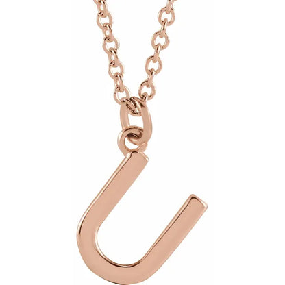 Uppercase letter U pendant in 18K rose gold-plated sterling silver