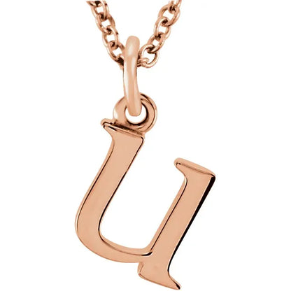 Lowercase letter u pendant in 18K rose gold-plated sterling silver