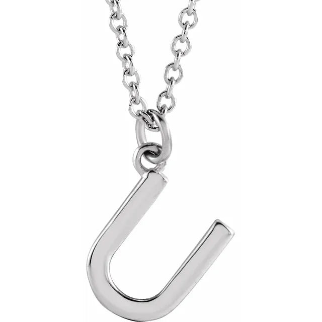 Uppercase letter U pendant in sterling silver