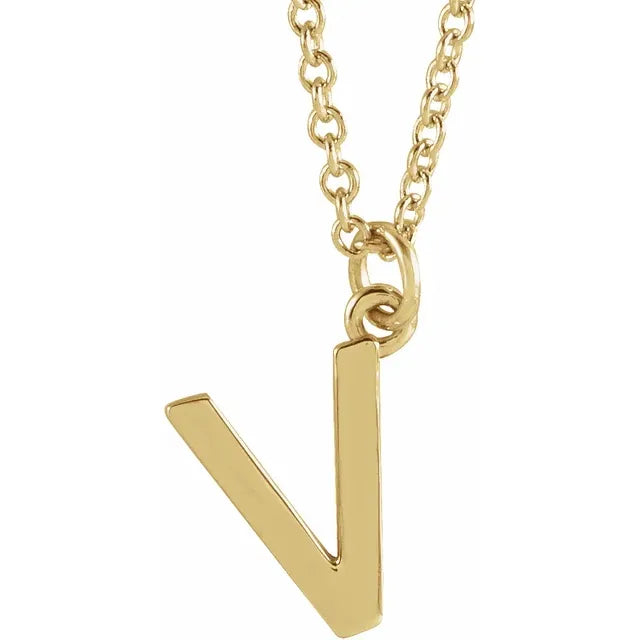 Uppercase letter V pendant in 18K yellow gold-plated sterling silver