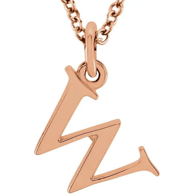 Lowercase letter w pendant in 18K rose gold-plated sterling silver