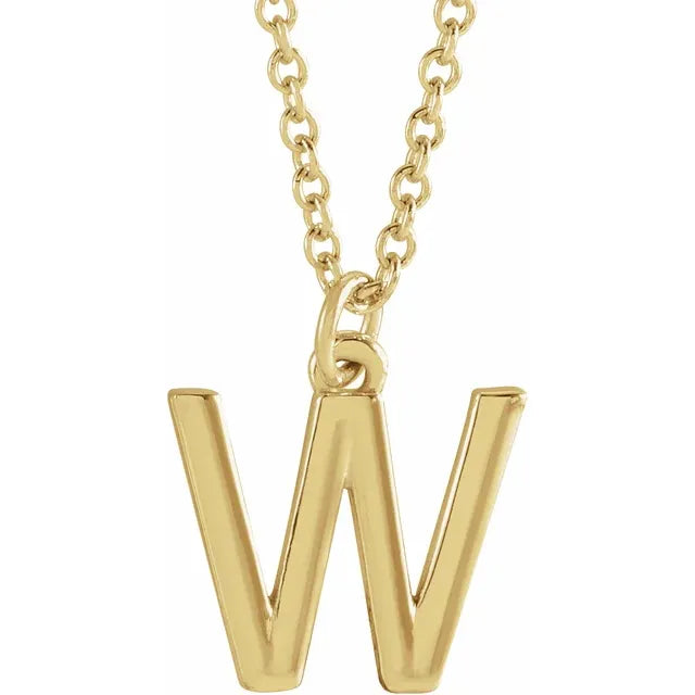 Uppercase letter W pendant in 18K yellow gold-plated sterling silver