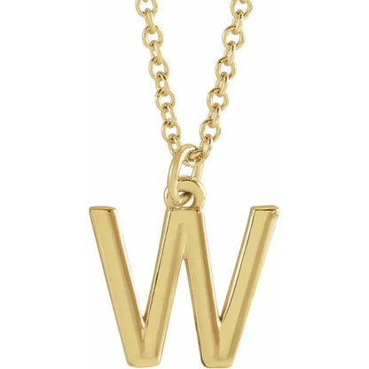 Uppercase letter W pendant in 18K yellow gold-plated sterling silver