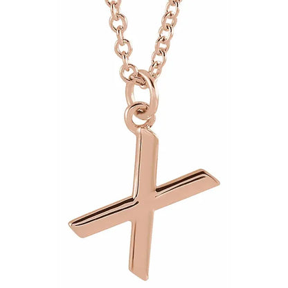Uppercase letter X pendant in 18K rose gold-plated sterling silver