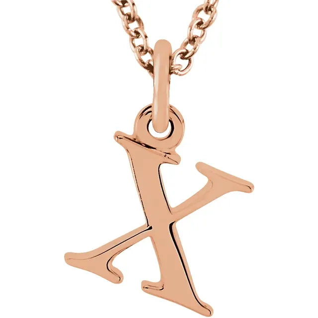 Lowercase letter x pendant in 18K rose gold-plated sterling silver
