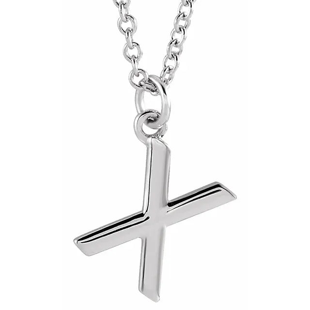 Uppercase letter X pendant in sterling silver