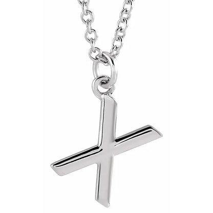 Uppercase letter X pendant in sterling silver