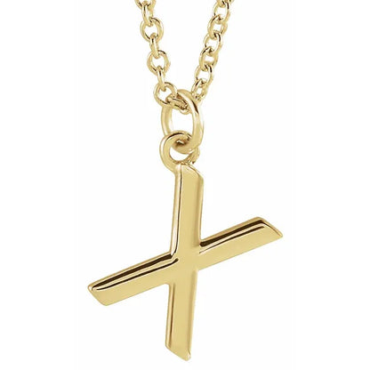 Uppercase letter X pendant in 18K yellow gold-plated sterling silver