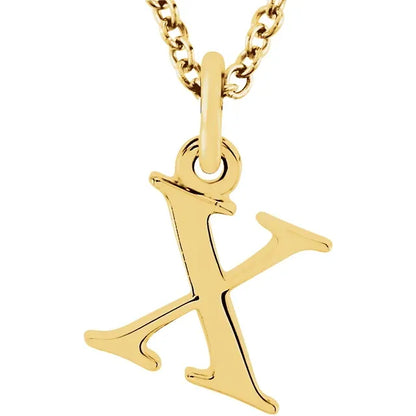 Lowercase letter x pendant in 18K yellow gold-plated sterling silver